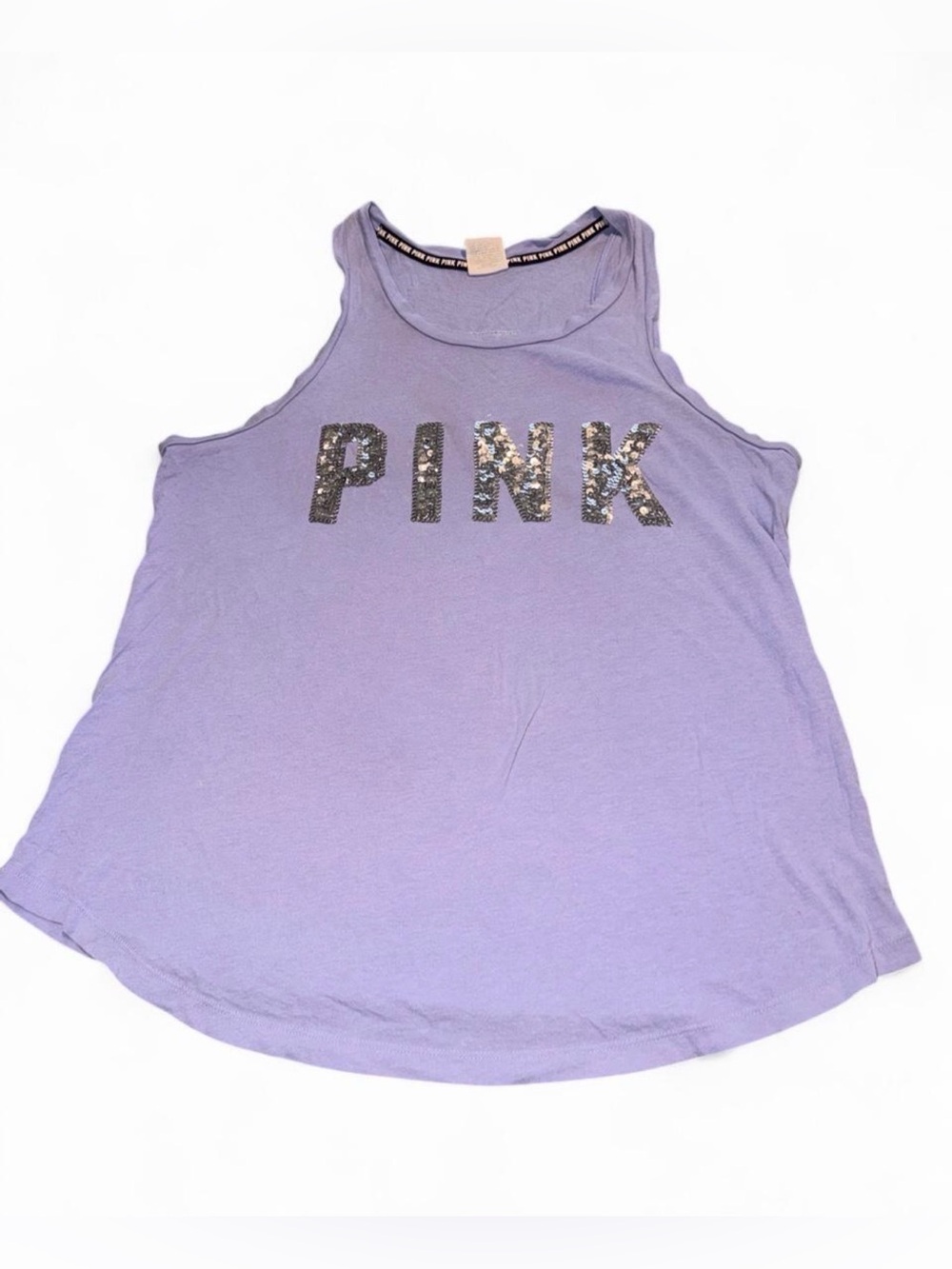 PINK Victoria's Secret Lavender Sequin Logo Racerback Tank